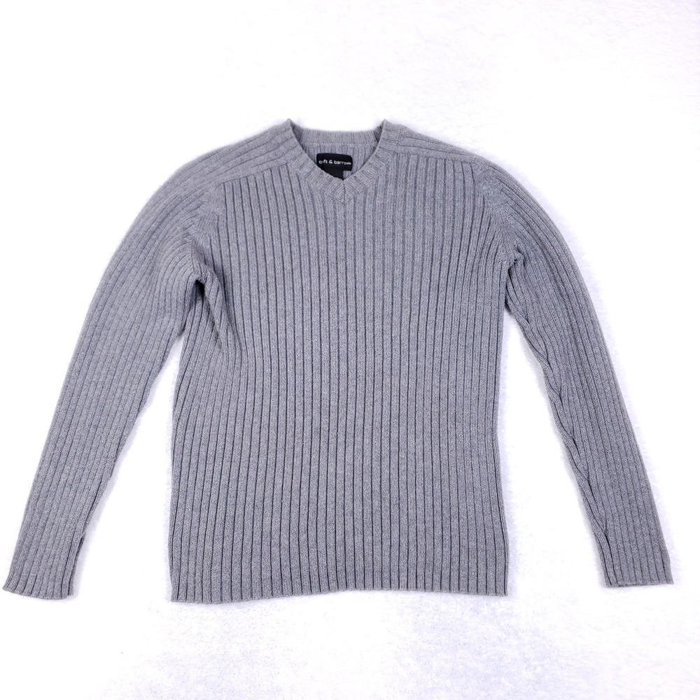 Craft & Barrow Men's Ribbed Knit Sweater Large Gray V-Neck Pullover‎ Australia